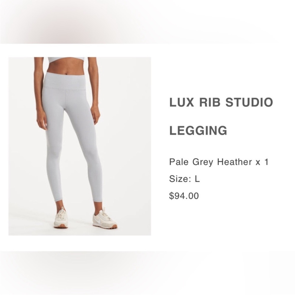 Vuori Pale Grey Heather Lux Ribbed Studio Legging